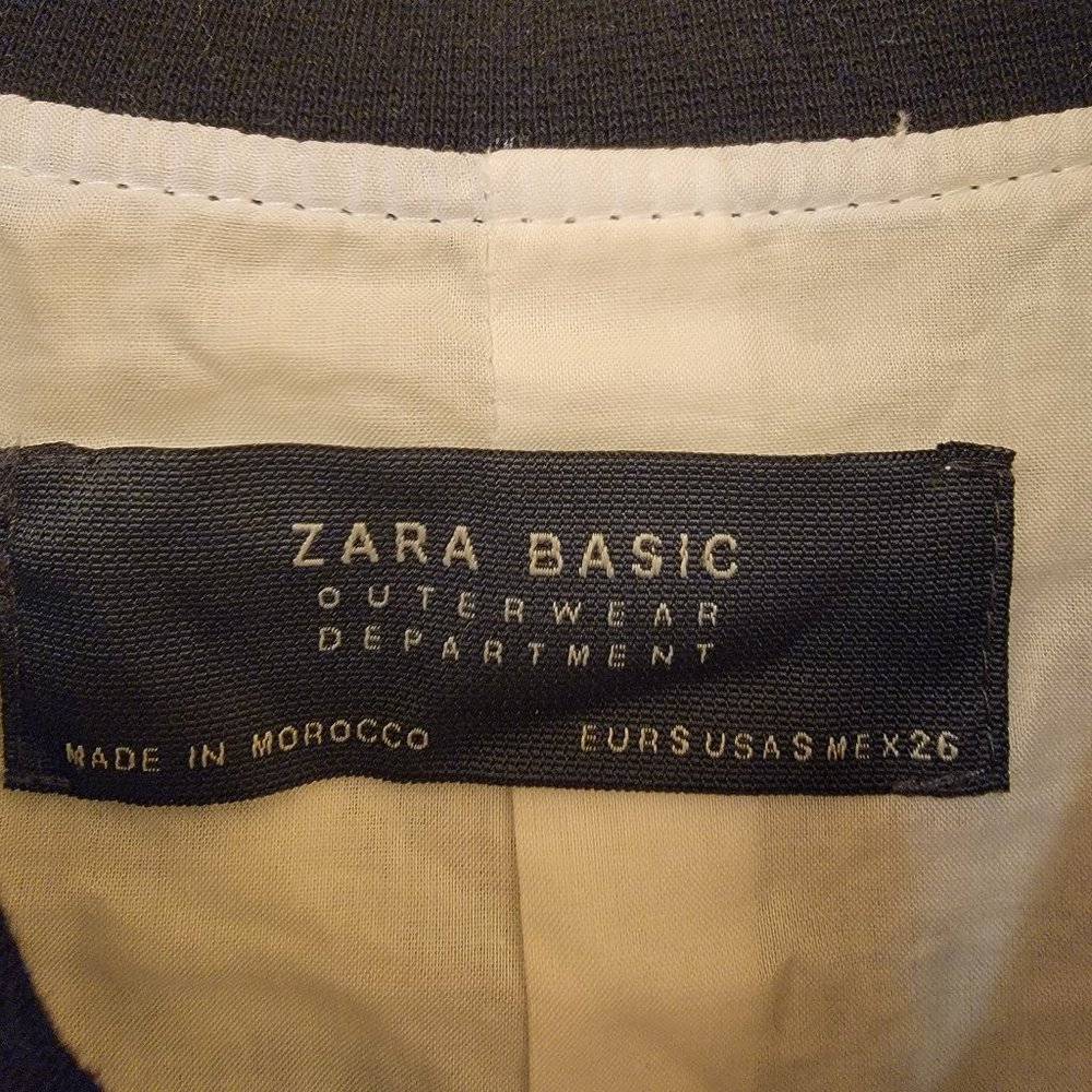 Zara Basic Bomber Jacket, White With Multicolor F… - image 4